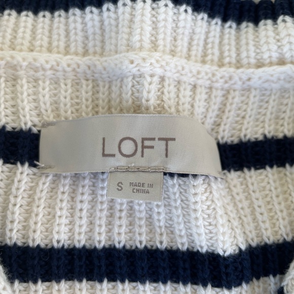 LOFT Striped Double-Breasted Ribbed Knit Sweater Jacket Size small - Picture 7 of 11